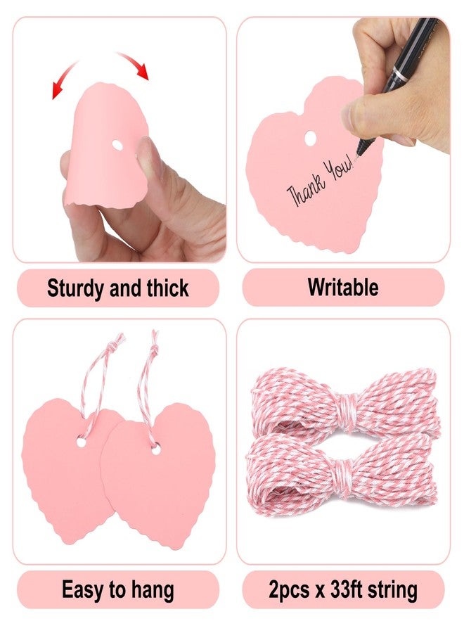 g2 بلس بطاقات هدايا وردية من G2PLUS، 100 بطاقة هدايا على شكل قلب مع خيط، مقاس 2.35 × 2.16 بوصة، بطاقة تعليق فارغة، بطاقة اسم على شكل قلب لعيد الحب لتغليف الهدايا، هدايا عيد الحب، هدايا حفلات الزفاف - Image 3